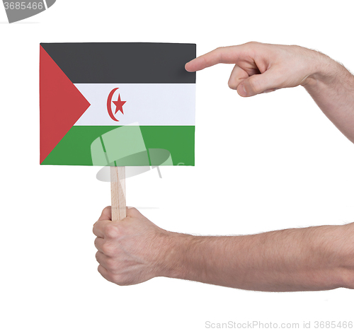 Image of Hand holding small card - Flag of Western Sahara