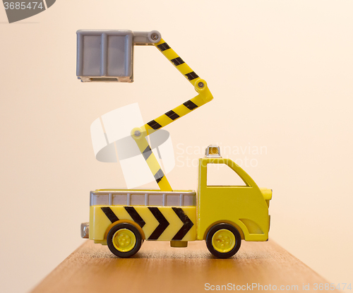 Image of Old toy emergency truck isolated