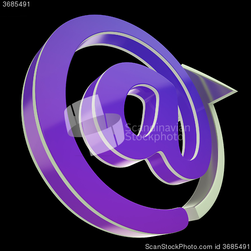 Image of At-Symbol Shows E-mailing To Communicate At Office