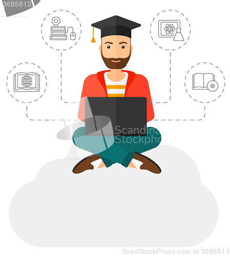 Image of Graduate sitting on cloud.