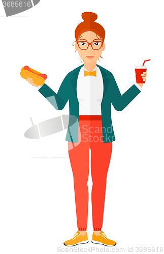 Image of Woman with fast food.