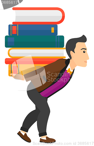 Image of Man with pile of books.