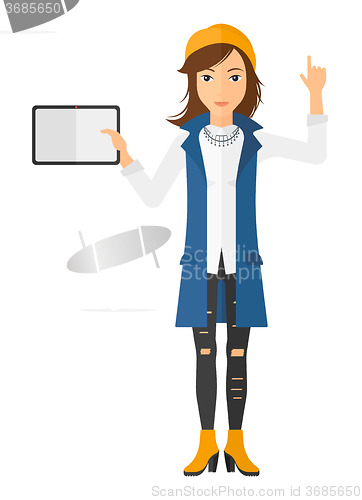 Image of Woman holding tablet.