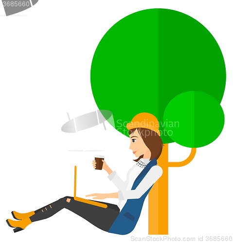 Image of Woman using laptop for education.