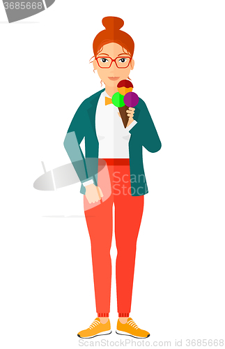 Image of Woman holding icecream.