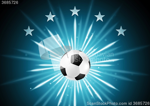 Image of Abstract soccer background with ball and stars