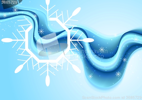 Image of Vibrant waves Christmas background with big snowflake