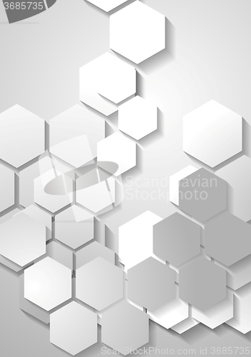 Image of Light grey tech background with hexagons