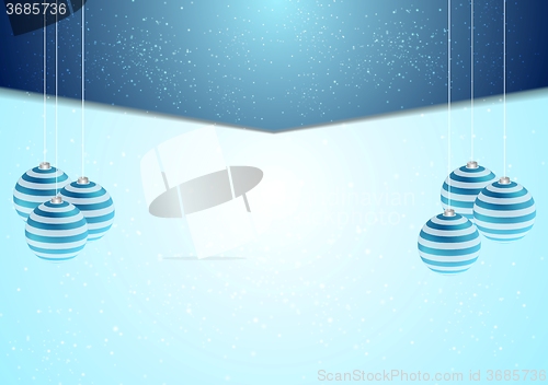 Image of Blue corporate Xmas background with fir tree balls