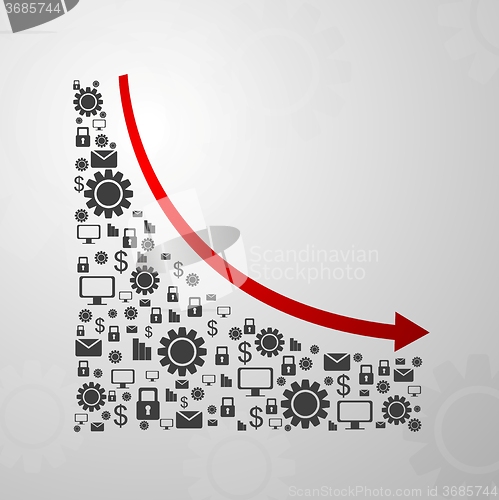 Image of Abstract decline graph arrow with communication icons