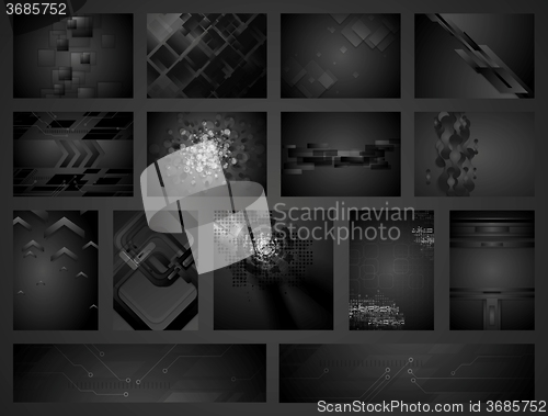 Image of Tech geometric black backgrounds collection