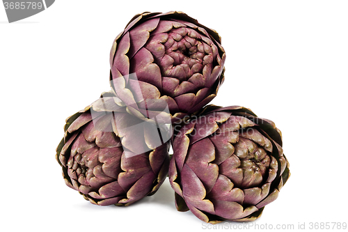 Image of Artichokes over white background