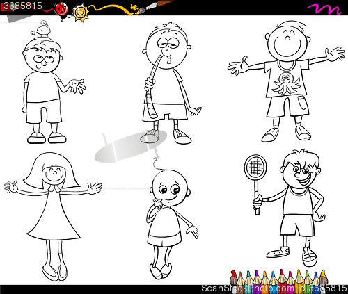 Image of kids set coloring page