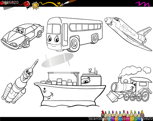 Image of transport vehicles coloring page