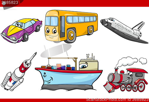 Image of cartoon vehicle caracters set