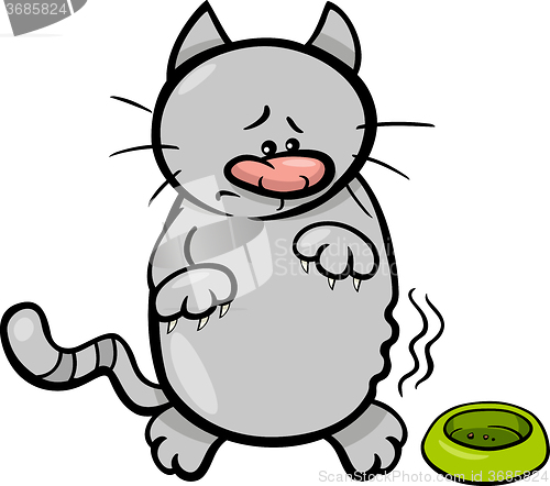 Image of hungry cat cartoon illustration