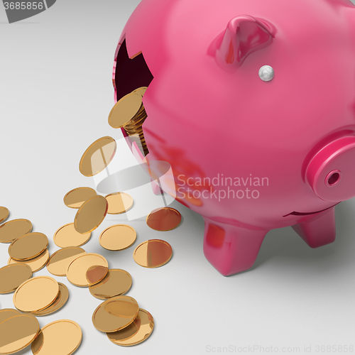 Image of Broken Piggybank Showing Regular Earnings