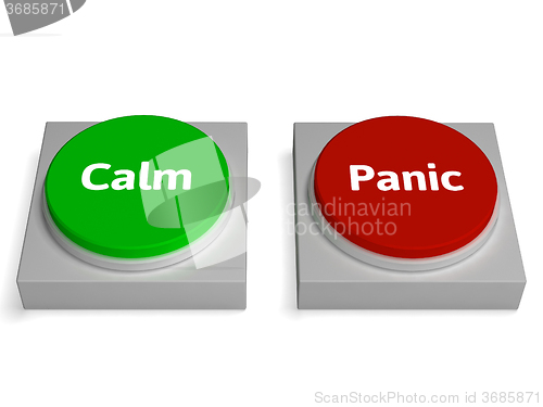 Image of Calm Panic Buttons Show Stressed Or Relaxation