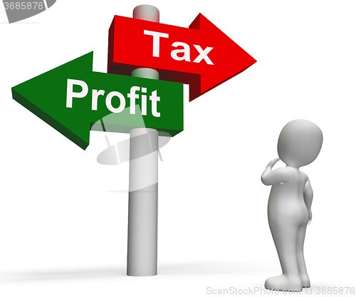 Image of Tax Or Profit Signpost Means Account Taxation or Profits