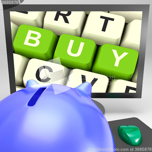 Image of Buy Key On Monitor Showing Online Commerce