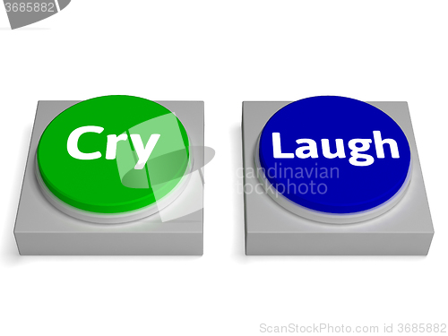 Image of Cry Laugh Buttons Shows Crying Or Laughing