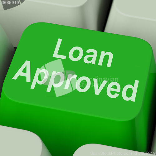 Image of Loan Approved Key Shows Credit Lending Agreement