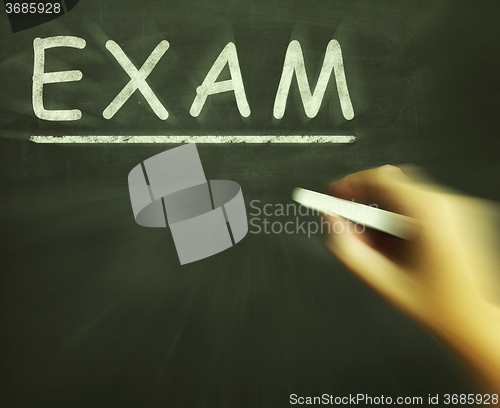 Image of Exam Chalk Shows Assessment Test And Grade