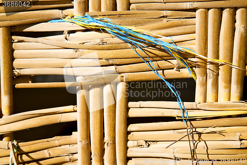 Image of texture bamboo in morocco africa blue closeup