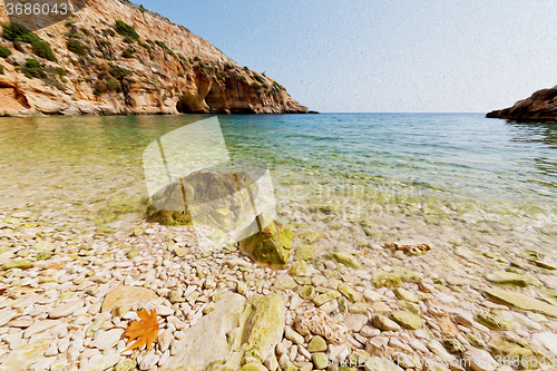 Image of asia in thurkey antalya lycia way water rocks and sky near the n