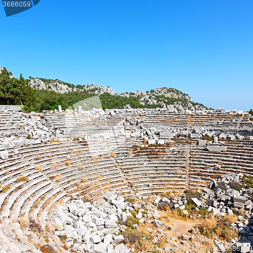 Image of the old  temple and theatre in termessos antalya turkey asia sky