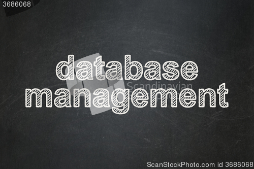 Image of Software concept: Database Management on chalkboard background