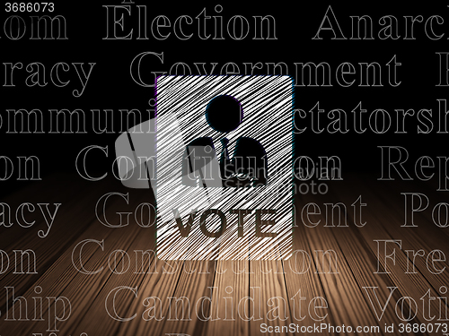 Image of Politics concept: Ballot in grunge dark room