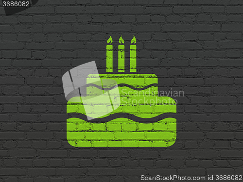 Image of Holiday concept: Cake on wall background