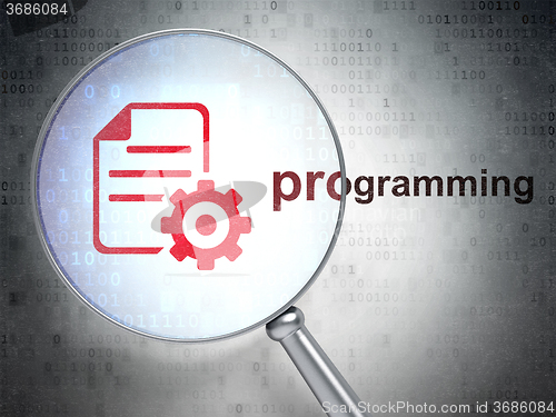 Image of Database concept: Gear and Programming with optical glass