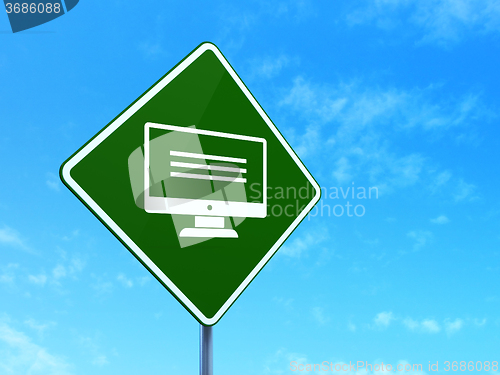Image of Programming concept: Monitor on road sign background