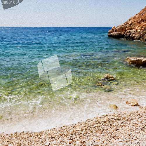 Image of asia in thurkey antalya lycia way water rocks and sky near the n