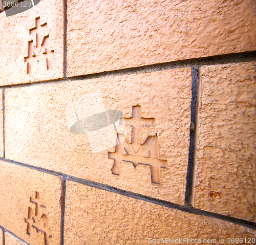 Image of italy  church wall  brick in the   centre   of vergiate varese 