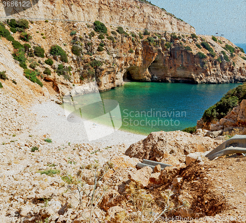 Image of asia in thurkey antalya lycia way water rocks and sky near the n