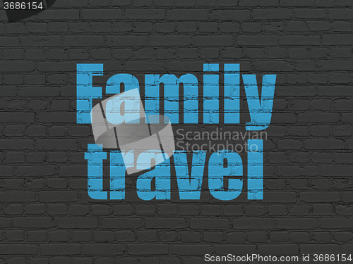Image of Vacation concept: Family Travel on wall background
