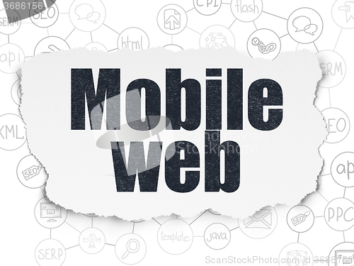 Image of Web design concept: Mobile Web on Torn Paper background