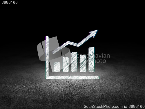 Image of Marketing concept: Growth Graph in grunge dark room