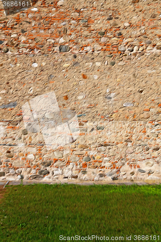 Image of italy  and cracked  step   brick in   grass