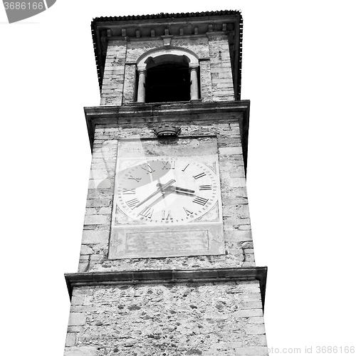 Image of ancien clock tower in italy europe old  stone and bell