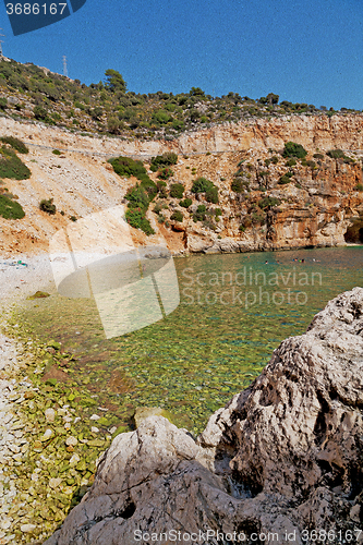 Image of asia in thurkey antalya lycia way water rocks and sky near the n