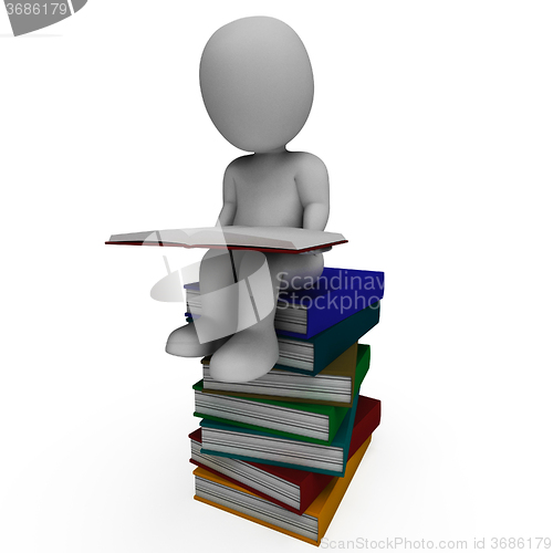 Image of Student And Books Shows Learning