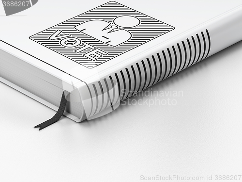 Image of Politics concept: closed book, Ballot on white background