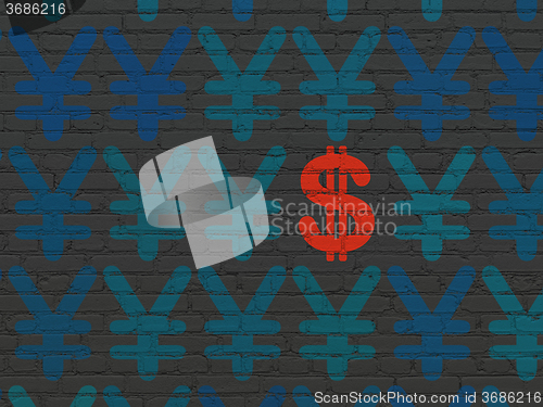 Image of Currency concept: dollar icon on wall background