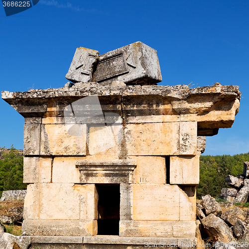 Image of history pamukkale    old construction in asia turkey the column 