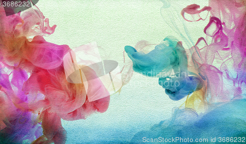 Image of Acrylic colors in water. Abstract textured background.