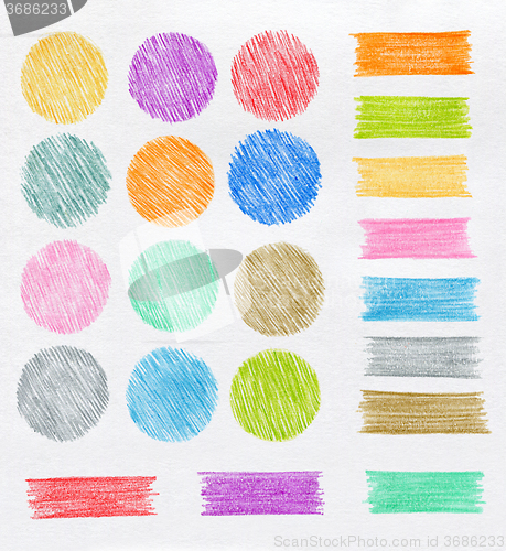 Image of Set of color pencil design elements